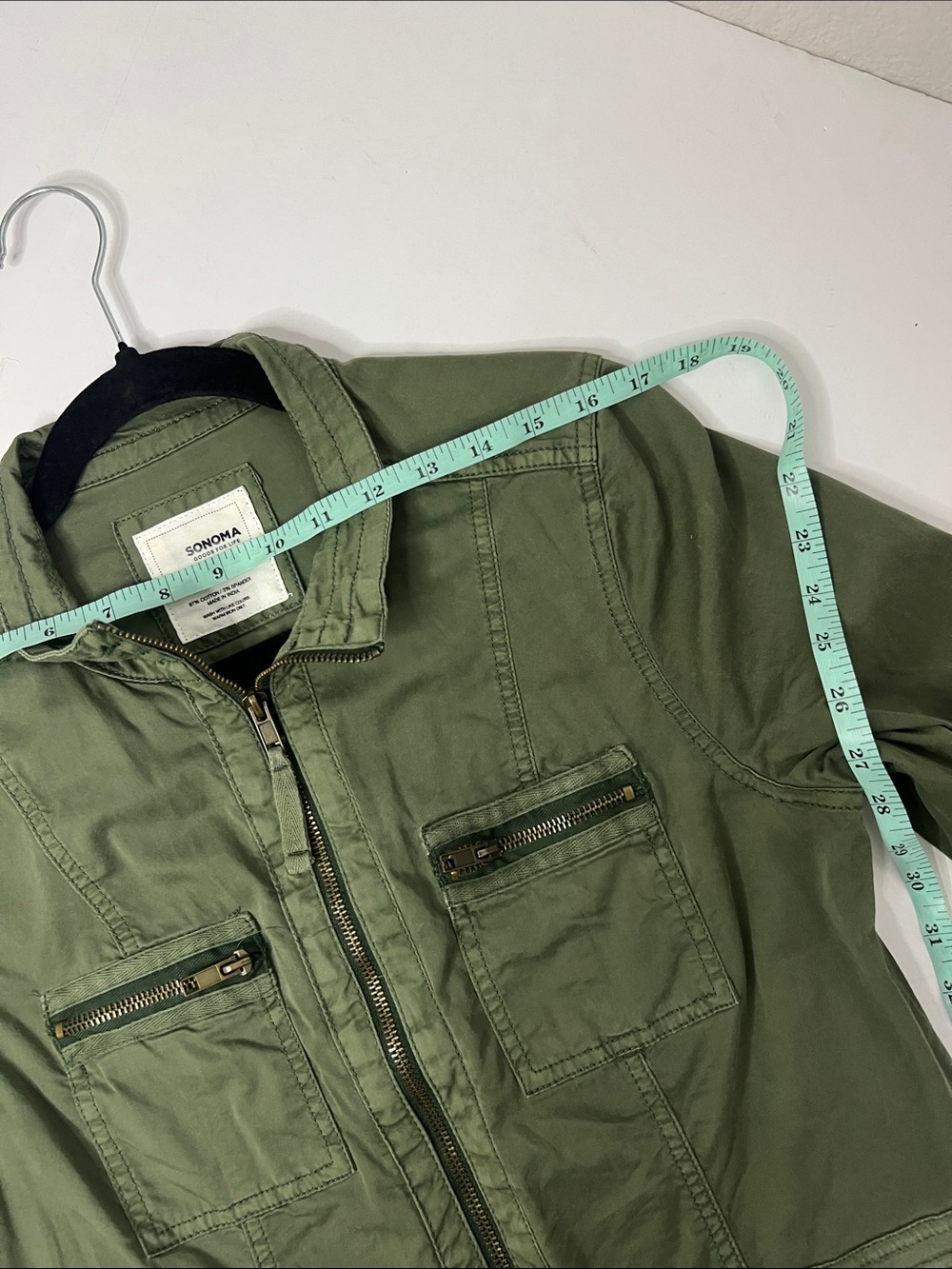 Sonoma Men's Olive Green Military Field Jacket with Zip Pockets - Picture 8 of 8
